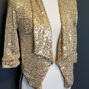 Ya Los Angeles Jackets & Coats - YA LOS ANGELES Gold Sequin waterfall blazer NWT Ya Los Angeles Jackets & Coats - YA LOS ANGELES Gold Sequin waterfall blazer NWT